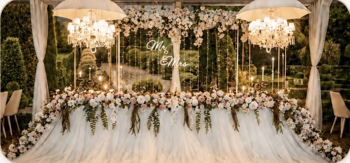 Сватбена маса в ресторанта на RAYA Garden